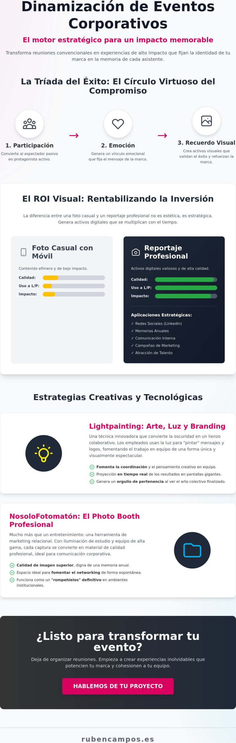 Dinamización de eventos corporativos 2026: Estrategias de impacto visual y engagement
